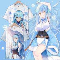 NEW Vtube Snowflake Lami Merchandise Short Sleeve T-shirt Virtual Anchor Anime Cos 2d Summer Fashion