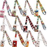 [HOT HUIQKKJKUIO 556] Disney Mickey Lanyard สำหรับพวงกุญแจ ID Badge ผู้ถือ Key Chain Key Ring อุปกรณ์เสริมวิทยาลัยนักเรียน Access Card ของขวัญขายส่ง