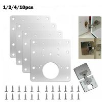 10pcs Cabinet Hinge Repair Plate Kit Kitchen Cupboard Hinge Mounting Plate With Screws Stainless Steel Fixing Repair Hardware Door Hardware Locks