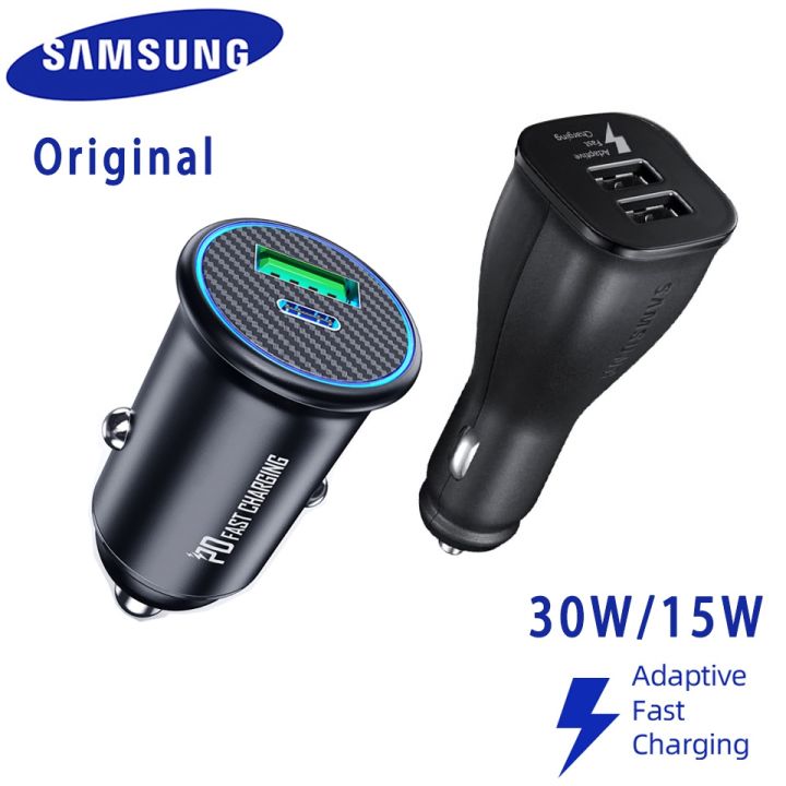 hot-samsung-รถ-super-fast-charger-original-30w-15w-adaptive-fast-charging-type-c-สำหรับ-s21-5g-s20-s10-a51-a70-a52อัตโนมัติ-rapid-charge