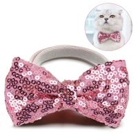 【CW】 Fashion Sequin Pet Bowtie Cute Elastic Dog Bow Tie Pet Collar Tie For Birthday Christmas Pet Clothing Accessories Supplies