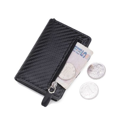 เคสใส่นามบัตรโลหะสำหรับผู้ชายกระเป๋าสตางค์กระเป๋าใส่บัตรเครดิต Id แบบป้องกัน Rfid คาร์บอนไฟเบอร์