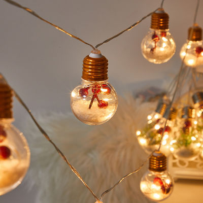 Christmas String Lights Red Fruit and Pine Fairy Lights Battery Operated Led Bulb Light String for Holiday Christmas Party Decor