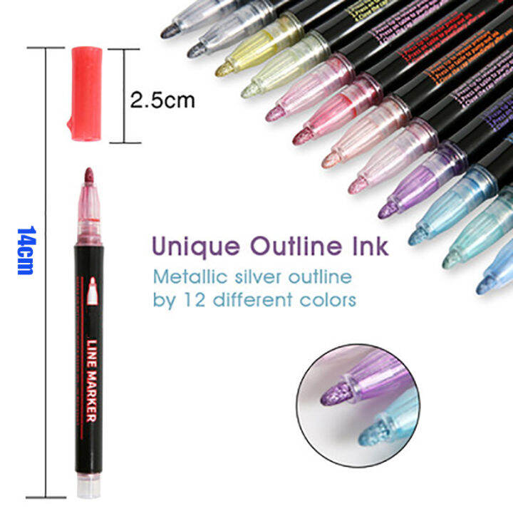 8-12-color-outline-highlighter-pen-double-line-pen-diy-album-scrapbooking-metal-marker-glitter-for-drawing-painting-graffiti