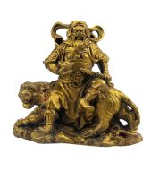 Feng Shui Figurine Brass God of Wealth Tsai Shen Yeh Sitting on Tiger Statue Home office decoration