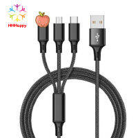 3-in-1 Data Cable Copper Core Nylon Braided Anti-stretch Multi-port 2a Fast Charge Mobile Phone Charging Cable