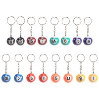 Colorful Billiard Ball Keychain Set 16 Pcs, Key Chain Balls Eightball Billar Chains Accessories