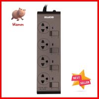 รางปลั๊กไฟ 4 ช่อง 4 สวิตช์ HACO EJ-4S4EB/3-CC 3 เมตร สีช็อกโกPOWER STRIP HACO EJ-4S4EB/3-CC 4-OUTLET 4-SWITCH 3M CHOCO **โปรโมชั่นสุดคุ้ม โค้งสุดท้าย**