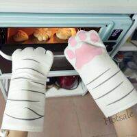 【hot sale】♣☍♙ D13 Simple Life Cartoon Animal Cat Paws Oven Long Mitts Microwave Heat Resistant Non-slip Gloves Cotton Baking Insulation Gloves