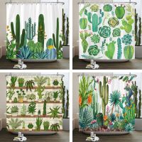 Cactus Shower Curtains Waterproof Polyester Fabric Shower Curtains Tropical Plants Bathroom Screen Curtain Home Decor 180X180cm