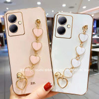 เคสโทรศัพท์ Phone Case VIVO Y27 Y78 Y02 Y02A Y02T 4G 5G 2023 ใหม่ เคส ชุบแฟชั่นที่สร้างสรรค์กันกระแทกนิ่มลายการ์ตูนพร้อมสร้อยข้อมือรูปหัวใจน่ารัก2023