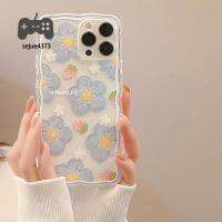 SEJUE4373ขอบคลื่นฝาครอบกันกระแทกลายดอกไม้สตรอเบอร์รี่สีลูกอมสำหรับ iPhone 13เคสเคสนิ่มแบบใสขนาดเล็กเคสโทรศัพท์มือถือสำหรับด้านหลังโทรศัพท์ iPhone เคสโทรศัพท์แบบฝาหลัง