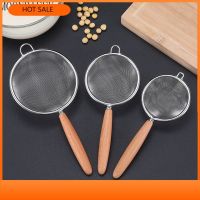 Wooden Grain Handle Stainless Steel Colander Multi-function Filter Mesh Sieve Heat Insulation Oil Grid Hot Pot Spoon Flour Sieve