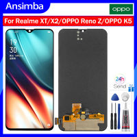 Ansimba จอ OLED ขนาดเล็กสำหรับ Realme XT/X2/OPPO Reno Z/OPPO K5จอแสดงผล LCD แบบสัมผัสหน้าจอดิจิไทเซอร์หน้าจอสแกนลายนิ้วมือรองรับ Realme RMX1921 Xt/ X2 RMX1992 OPPO Reno Z CPH1979 /Oppo K5 PCNM00