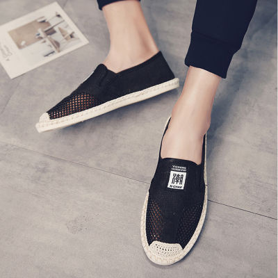 2021 Summer Cool Breathable Mesh Mens Casual Shoes Fisherman Shoes Absorb Sweat Slip-On Linen Canvas Driving Shoes Man