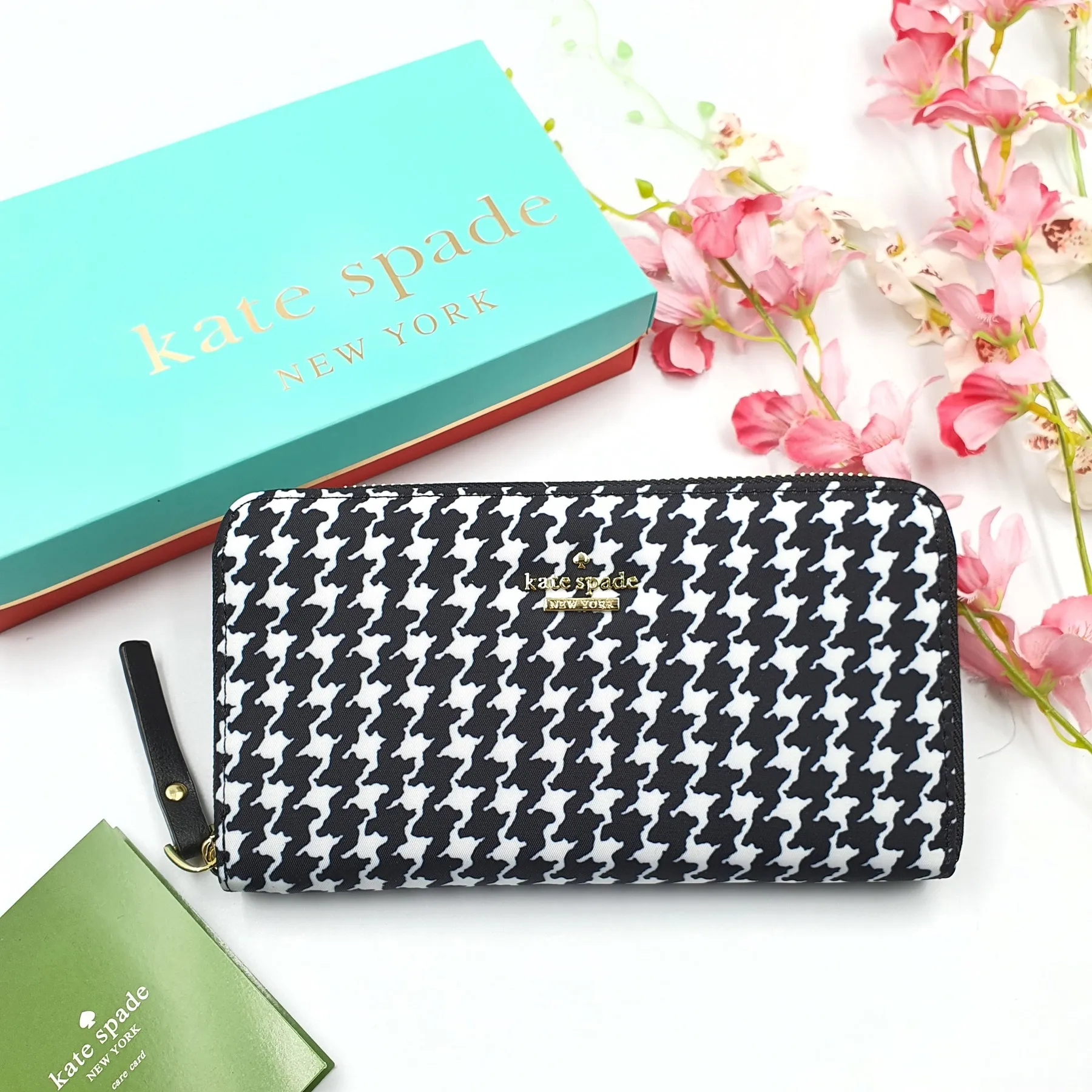 Original Kate Spade Classic Checkered Lyla Nylon Women's Long Wallet Black  | Lazada PH