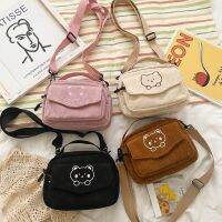 Tas wanita laris tas ritsleting kanvas tas bahu Tote siswa gaya Preppy tas Messenger tas tangan tas Travel tas korduroi kecil