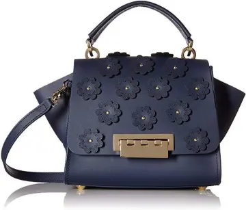 ZAC Zac Posen Dark Blue Leather Mini Faux Pearl Eartha Crossbody Bag Zac  Posen