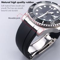 2023 Original ⊙✽✐ Gelang Jam Silikon Karet Tautan Logam 20Mm 21Mm untuk Rolex Submariner Yacht Master GMT Daytona OYSTERFLEX Tali Jam Tangan Ujung Lengkung