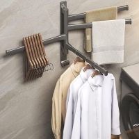 【YF】 Bathroom Towel Rack Matte Black Swivel Stand Creative To Save Space Swinging Hook Paper Hang Storage Kitchen Shelves
