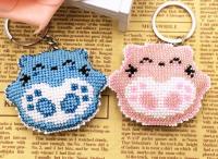 Cartoon love bead cross stitch kit printed stamped 14ct plastic canvas DIY handmade craft needlework Keychain phone plug plus