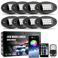 แอพพ์บลูทูธควบคุมการซิงค์เสียงดนตรี4/6/8/10ใน1 RGB แชสซีรถไฟหน้า LED แสงใต้รถบรรทุกออฟโรดสำหรับรถจี๊ปเรือ