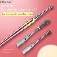 3 In 1 Ear Clean Tool Ear Wax Pickers Stainless Earpick Cleaning Remover Ear Spoon Sticks Earwax Cleaner Ear Care Hot