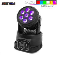 สต็อกพร้อม !!! SHEHDS LED 7X18W RGBWA+UV 6IN1 Wash แสงสว่าง การเคลื่อนย้ายไฟหัว สำหรับ อุปกรณ์ดีเจ KTV โชว์ไนท์คลับ Disco Ball Dancing Lights Original