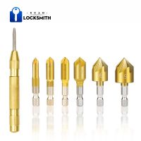 Chamfer สว่านชุด6-19มม. 90องศา Countersink เจาะ Bit Hex Shank เคลือบดีบุกเครื่องตัด Chamfering สำหรับงานไม้