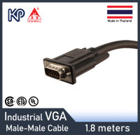 Hosiwell สาย Industrial VGA หัวผู้-ผู้  1.8 เมตร (สีดำ) สายต่อจอความชัด Full HD 1080p จอมอนิเตอร์, คอม, TV, Monitor, Computer, Projector, PC, ทีวี, โปรเจคเตอร์