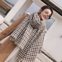 Hot sell Winter scarf more female autumn winter Japanese han edition grid imitation cashmere scarf shawl collar and warm