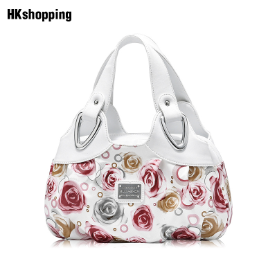 (ซื้อ1จัดส่งฟรี) HKshopping กระเป๋าถือหนัง Pu สำหรับผู้หญิงลายดอกไม้ยอดนิยม Tote Bag Zf10181