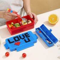 Blocks 1 Layer Children Student Bento with Fork Leakproof Microwavable School