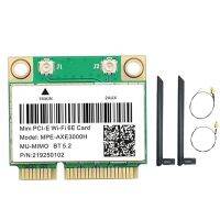 MPE-AXE3000H WiFi Card+Dual Antenna WiFi 6E 2400Mbps Mini PCI-E for BT 5.2 802.11AX 2.4G/5G/6Ghz Wlan Network Card