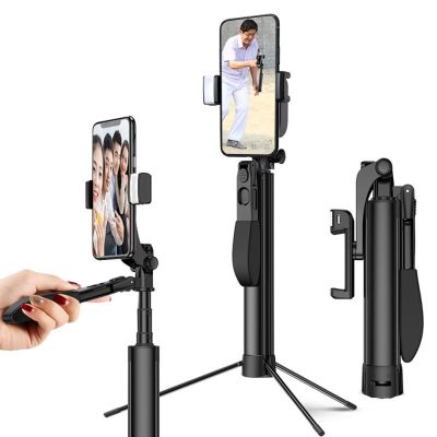 โทรศัพท์มือถือเครื่องกันสั่นแบบมือถือยืนสำหรับการถ่ายทอดสดไม้เซลฟี่บลูทูธพร้อมขาตั้งกล้อง Selfie Artifact Stick GT
