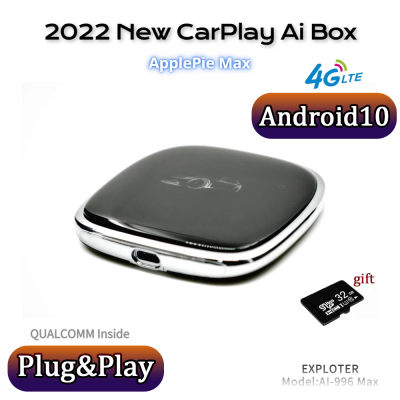 UX999 PRO MAX Car กล่อง AI Android10ไร้สาย CarPlay Android-Auto 4G LTE SIM Mirror Shell Qualcomm 8 Core USB Youtube Netfix ฟรี87Tixgportz