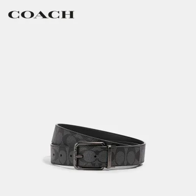 COACH เข็มขัดผู้ชายรุ่น Harness Buckle Cut To Size Reversible Belt, 38 Mm สีหลากสี 91283 QBMI5