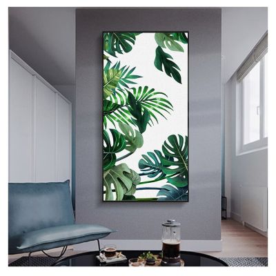 ภาพโปสเตอร์ศิลปะบนผนังและโปสเตอร์แบบนอร์ดิกพืชสีเขียวสำหรับห้องนั่งเล่น0717สีเขียว5-19