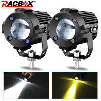 2Pcs Dual Color LED Spotlights Motorcycle Headlight Yellow&amp;White Work Light Fog Lamp 60W DC 24V For BA20D H4 Moto SUV Truck