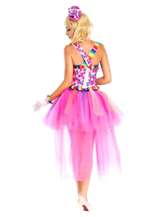 Sexy Halloween Colorful Suspender Princess Dress Circus Clown Costume Halloween Stage Costume