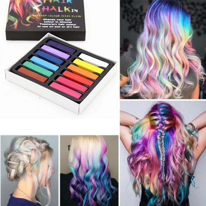 Temporary Hair Chalk Set - Non-Toxic Rainbow Coloured Kit Pastels Soft  Salon DIY J1C0 