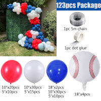 12391Pcs สีแดงสีขาวและสีฟ้าบอลลูน Garland เบสบอลฟอยล์บอลลูนเบสบอลธีมปาร์ตี้ Baby Shower Brithday Party ตกแต่ง