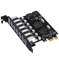 PCI-E to USB3.0 Expansion Card 7 Ports USB3.0 Expansion Adapter Card PCI-Ex1 Controller Converter for Desktop Computer