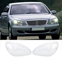 ฝาครอบไฟหน้าแบบเลนส์แก้วเคส Lampu Depan Mobil ใสสำหรับ Mercedes-Benz W220(1998-2005)