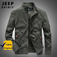 JEEP SPIRIT 1941 ESTD เสื้อแจ็คเก็ตผู้ชายแฟชั่นเสื้อคอปกชายวัยกลางคนขนาดใหญ่เสื้อแจ็คเก็ตฤดูใบไม้ร่วงแนวโน้ม