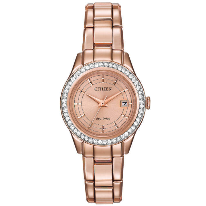 Đồng hồ Citizen Nữ Eco-Drive FE1123-51Q Mặt rose gold, dây kim loại, kính  cứng - Máy chạy bằng năng lượng mặt trời 