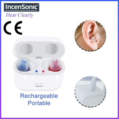 ZZOOI Rechargeable Hearing Aid Audifonos V30 ITC Invisible Earbuds Adjustable Tone Sound Amplifier In-Ear Hearing Device