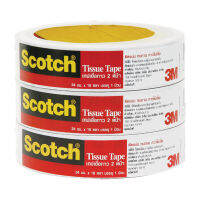 3เอ็ม เทปกาว 2 หน้า แบบบาง x 3 ม้วน / Scotch® Tissue Tape 24Mm x 10Y 3Rolls/Pack