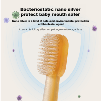 beinland 0~18 months old tongue coating brush, baby teeth brush, antibacterial nano silver protection for babys oral cavity, 9-layer striped brush head, soft Q elastic, cute little bear design, high-temperature PP and silicone material
