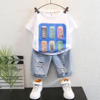Boys Summer Suit 2023 New Fashion Baby Short-Sleeved Clothes Childrens Summer Fashionable Fried Street Childrens Clothing Fashion